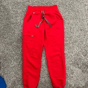 Red Jogger Pants with Drawstring